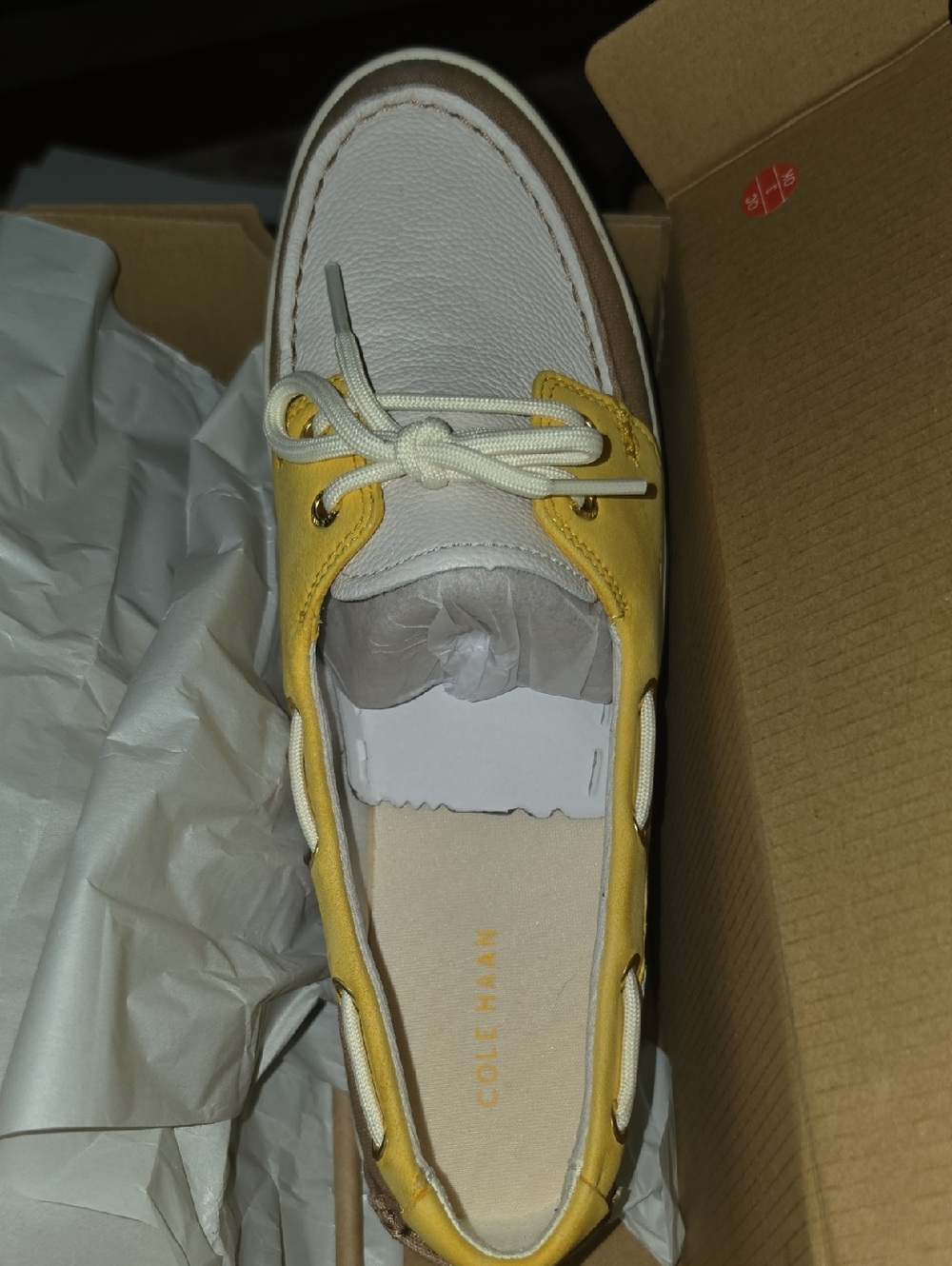 Cole Haan Women's Yellow and White Boat Shoe